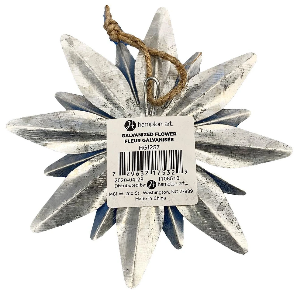 HAMPTON ART GALVANIZED LAYERED POINTED FLOWER 4"