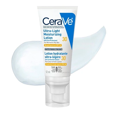 Lotion Hydratante Ultra-Légère FPS30 pour le Visage avec Acide Hyaluronique et 3 Céramides | Sans Parfum, 50ml Lotion légère UVA/UVB