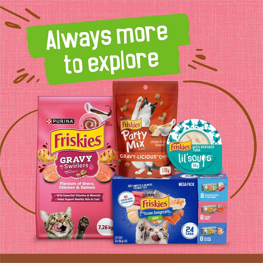 Friskies Riche en Sauce Bouchées avec Saumon en Sauce Savoureuse Nourriture pour Chats 156g