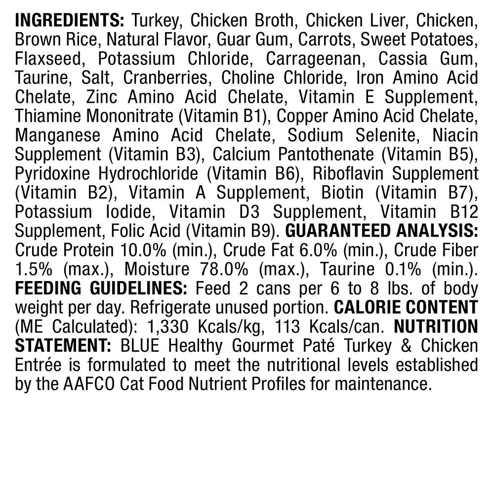 BLUE Healthy Gourmet Paté Turkey & Chicken Entrée Wet Cat Food