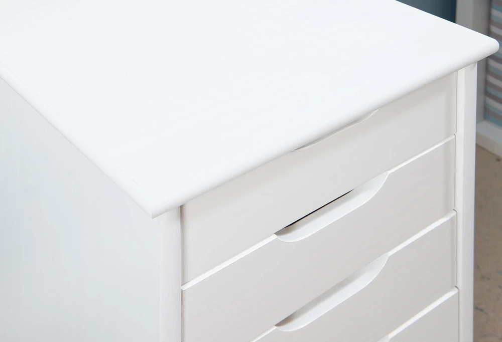 Craydon Six-Drawer Rolling Storage Cart, Whitewash