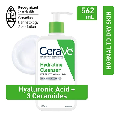 CeraVe Nettoyant Hydratant pour le Visage avec Acide Hyaluronique et 3 Céramides | Nettoyant Quotidien pour le Visage pour Peau Normale à Sèche | Sans Parfum Nettoyant Efficace et Non Gras