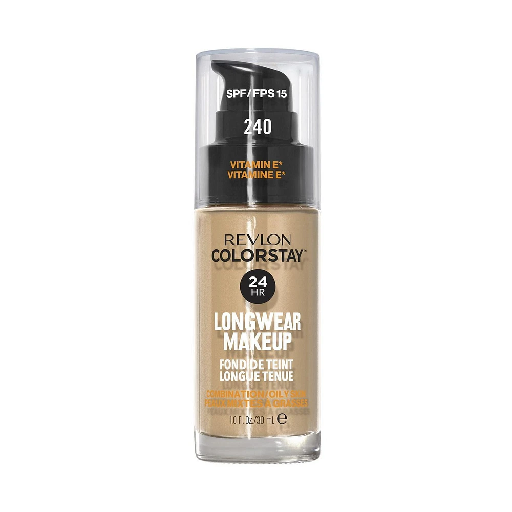 Fond de teint longue tenue Revlon Colorstay™ pour peaux mixtes à grasses, 30 ml Couvrance mi-mate FPS 15