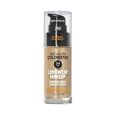 Fond de teint longue tenue Revlon Colorstay™ pour peaux mixtes à grasses, 30 ml Couvrance mi-mate FPS 15