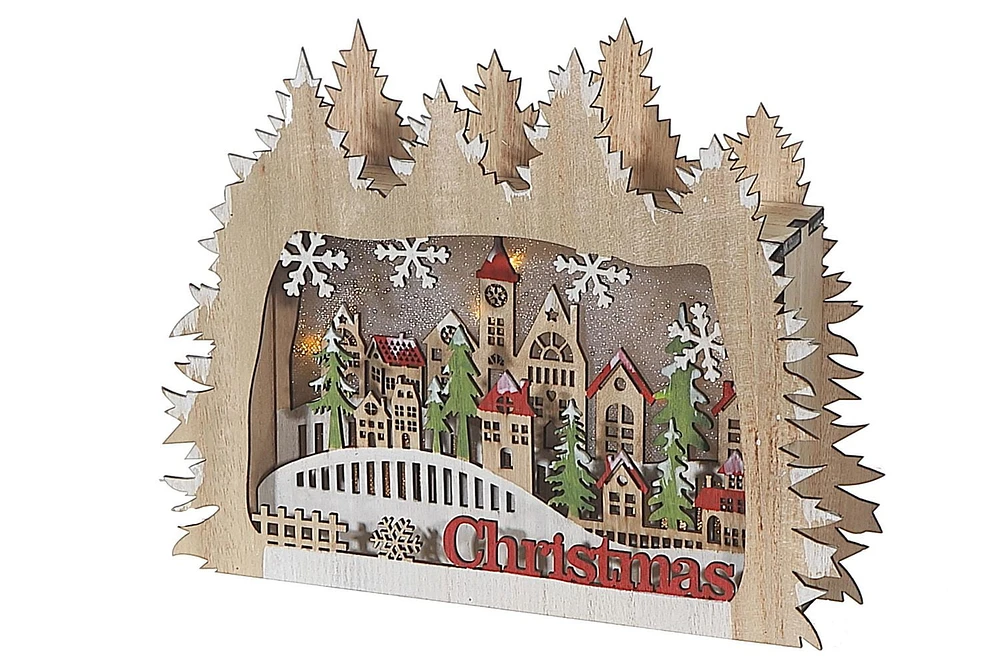 Led Wooden Forest Shape With Christmas Scenic Decor