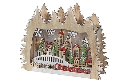 Led Wooden Forest Shape With Christmas Scenic Decor