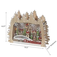 Led Wooden Forest Shape With Christmas Scenic Decor