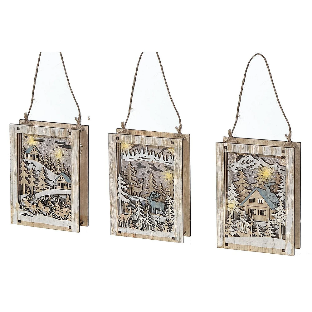 Led Wooden Square Scenic Hanger - Set of 3