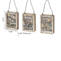 Led Wooden Square Scenic Hanger - Set of 3