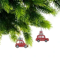 Wooden Car Ornament - Set of 12