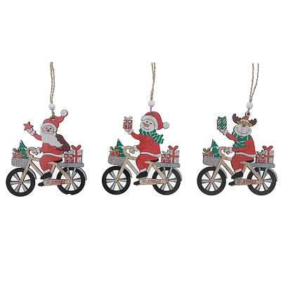 Wooden Christmas Bicycle Ornament - Set of 12