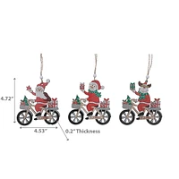 Wooden Christmas Bicycle Ornament - Set of 12