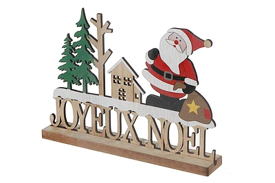 Wooden Joyeux Noel With Santa Stand