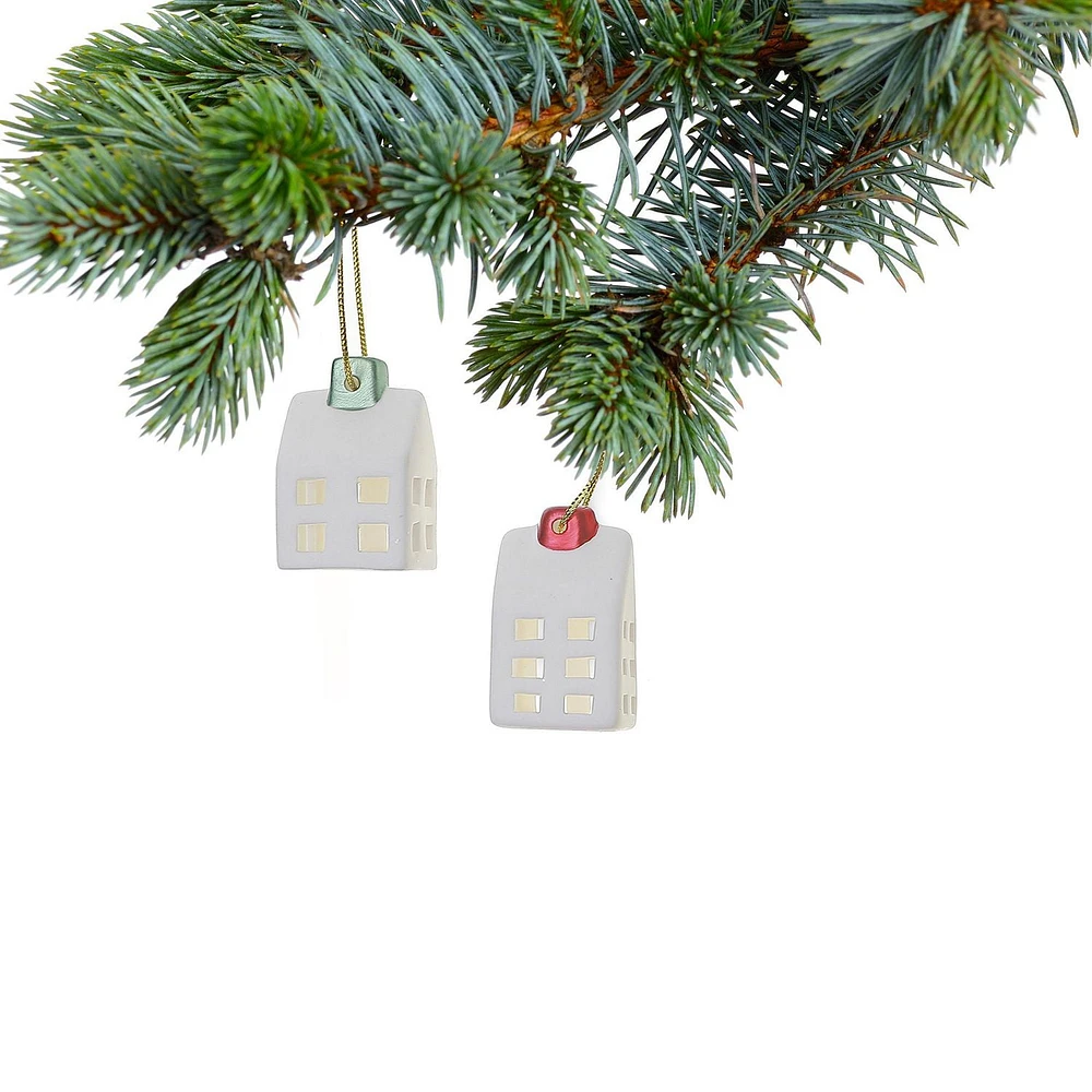 Ceramic House Ornament - Set of 6