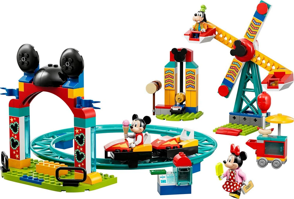 LEGO Mickey and Friends Mickey, Minnie and Goofy's Fairground Fun 10778 Toy Building Kit (184 Pieces)