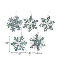 Wooden Snowflake Ornament - Set of 10