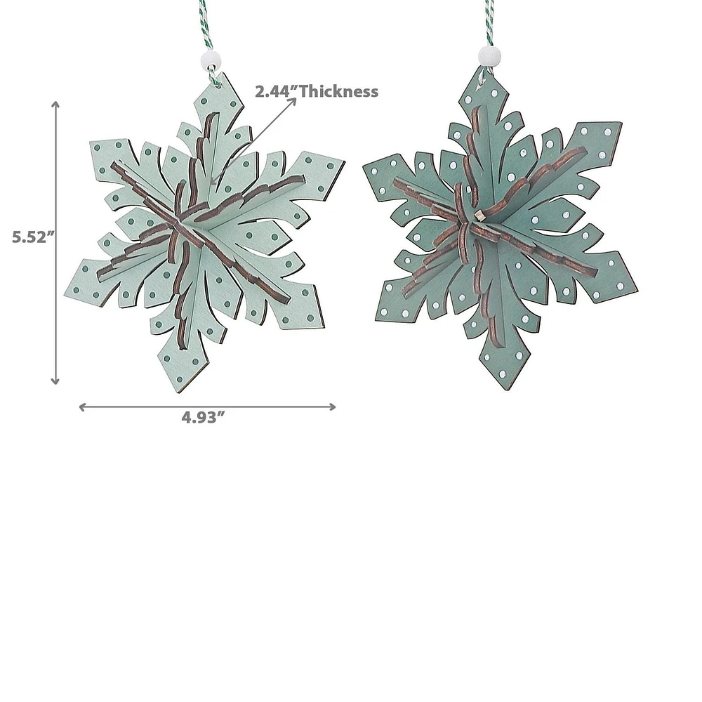 Wooden Snowflake Ornament - Set of 6