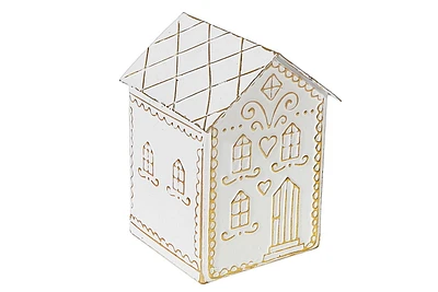 Gold And White Gingerbread Metal House