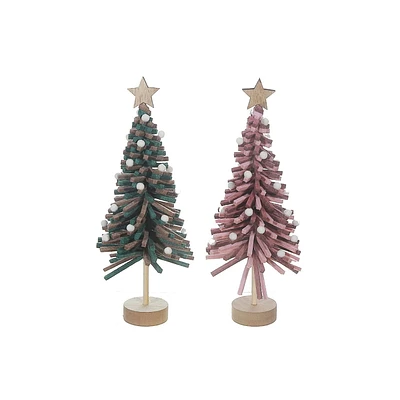 Felt Tree On Wooden Stand - Set of 2