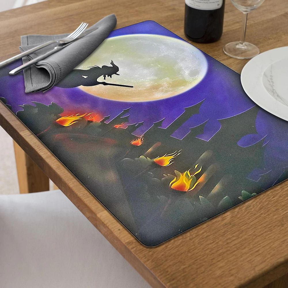 Pp Reversible Placemat Witch and Pumpkin - Set of 12