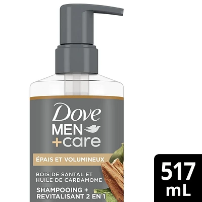 Dove Men+Care Thick & Full  Sandalwood & Cardamom Oil 2-in-1 Shampoo + Conditioner, 517 ml Shampoo + Conditioner