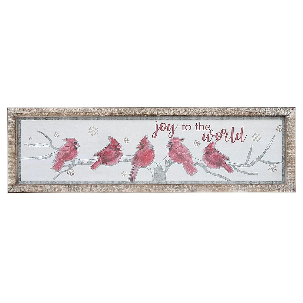 Framed Wooden Cardinal Wall Sign