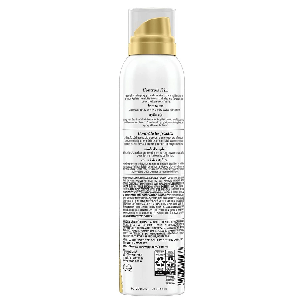 Fixatif PANTENE Pro-V à tenue ferme de niveau sans alcool* Brio