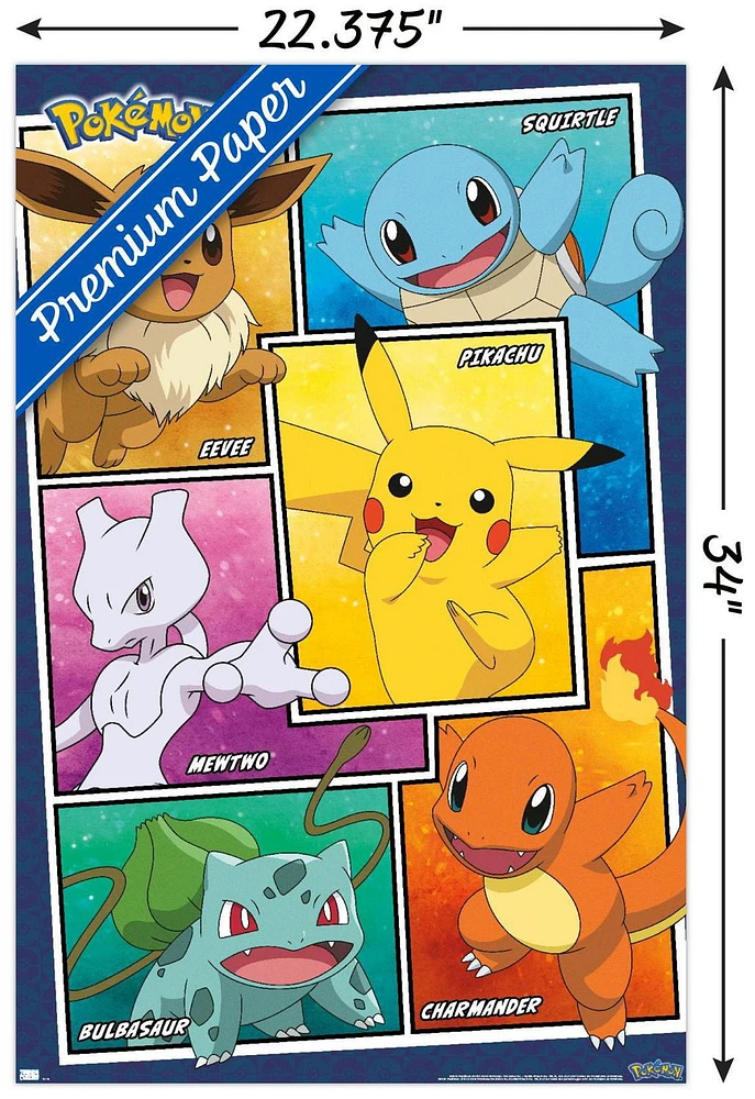 Pokémon - Group Collage 22.375" x 34" Wall Poster with Push Pins, by Trends International