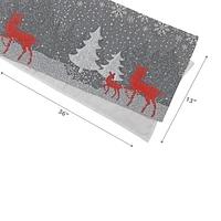 Tapestry Table Runner Reindeer and Tree 36" - Set of 2