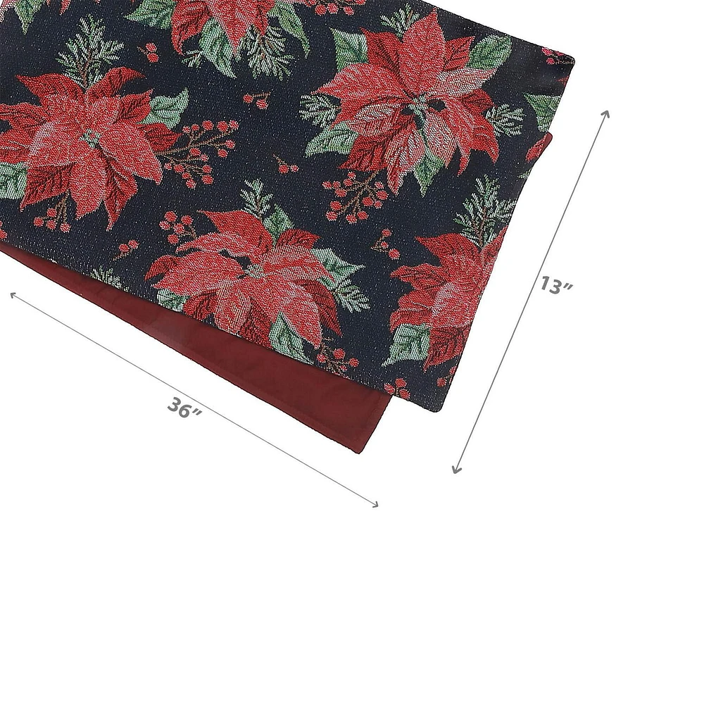 Tapestry Table Runner Multy Poinsettia 54"