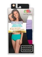 Fruit of the Loom Women's 360 Stretch Sleek and Cool Low-Rise Briefs, 4 Pack