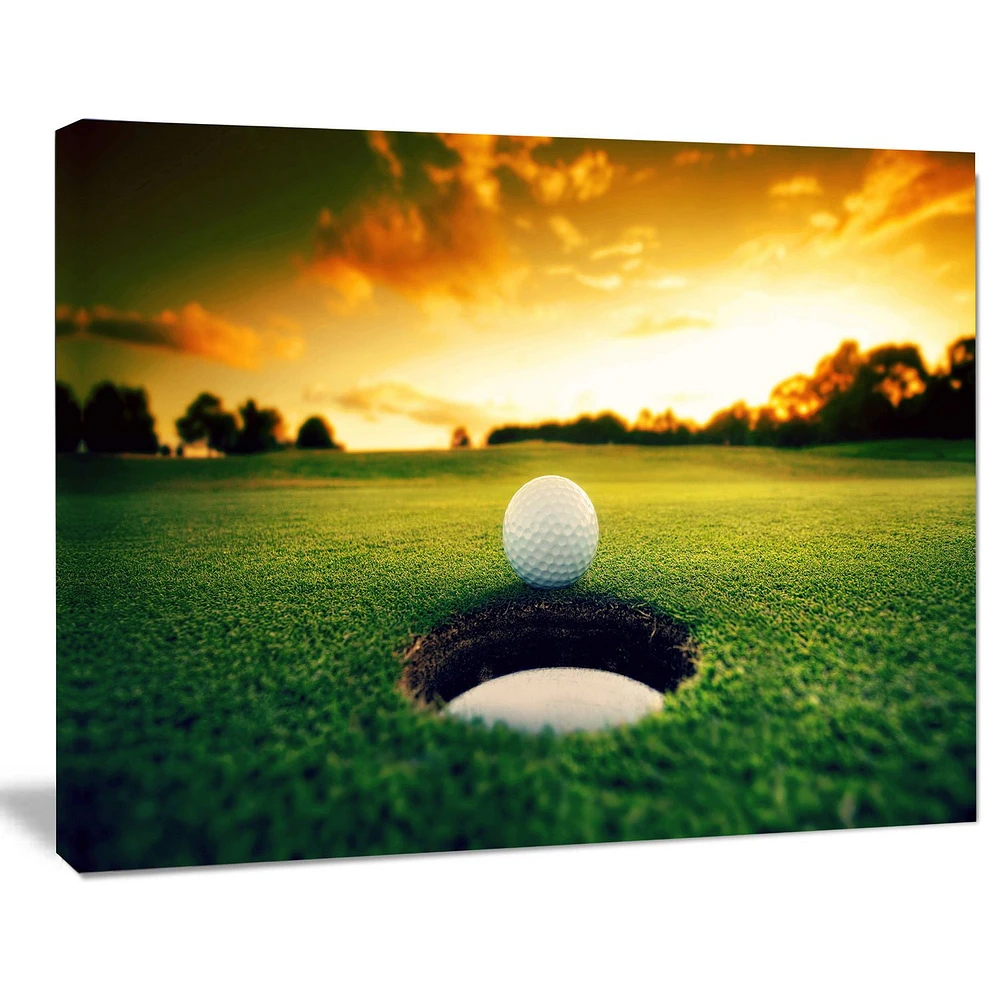 Design Art Golf Ball near Hole Landscape Artwork Canvas Print