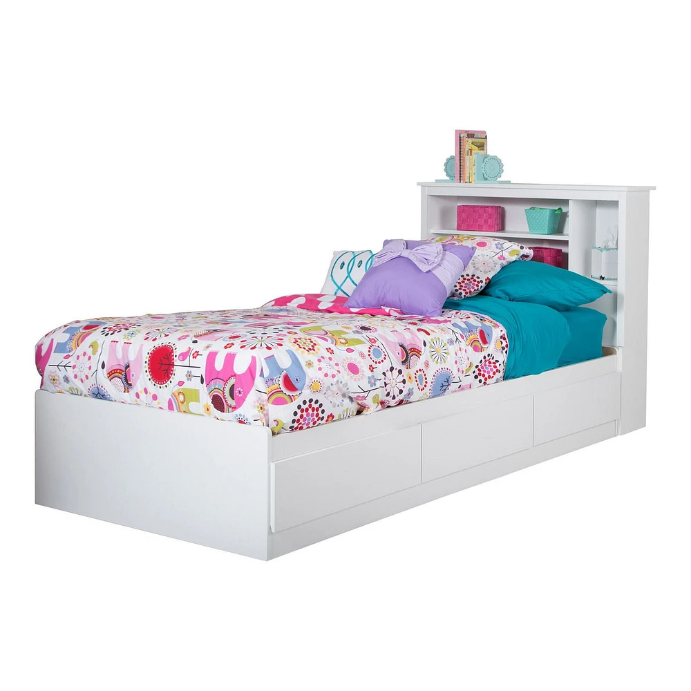 Lit rangement simple avec tête de lit bibliothèque (39") Vito, de Meubles South Shore