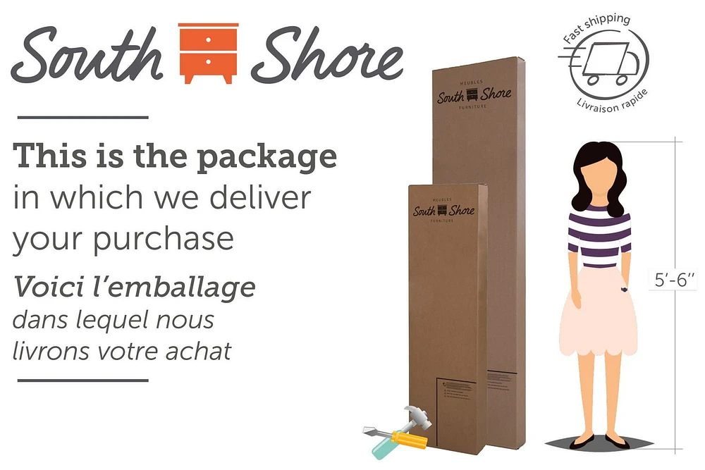 Lit rangement simple avec tête de lit bibliothèque (39") Vito, de Meubles South Shore