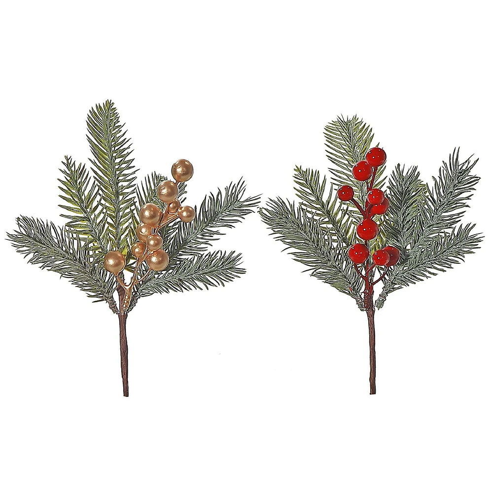 Berries And Pine Leaves Pick - Set of 12