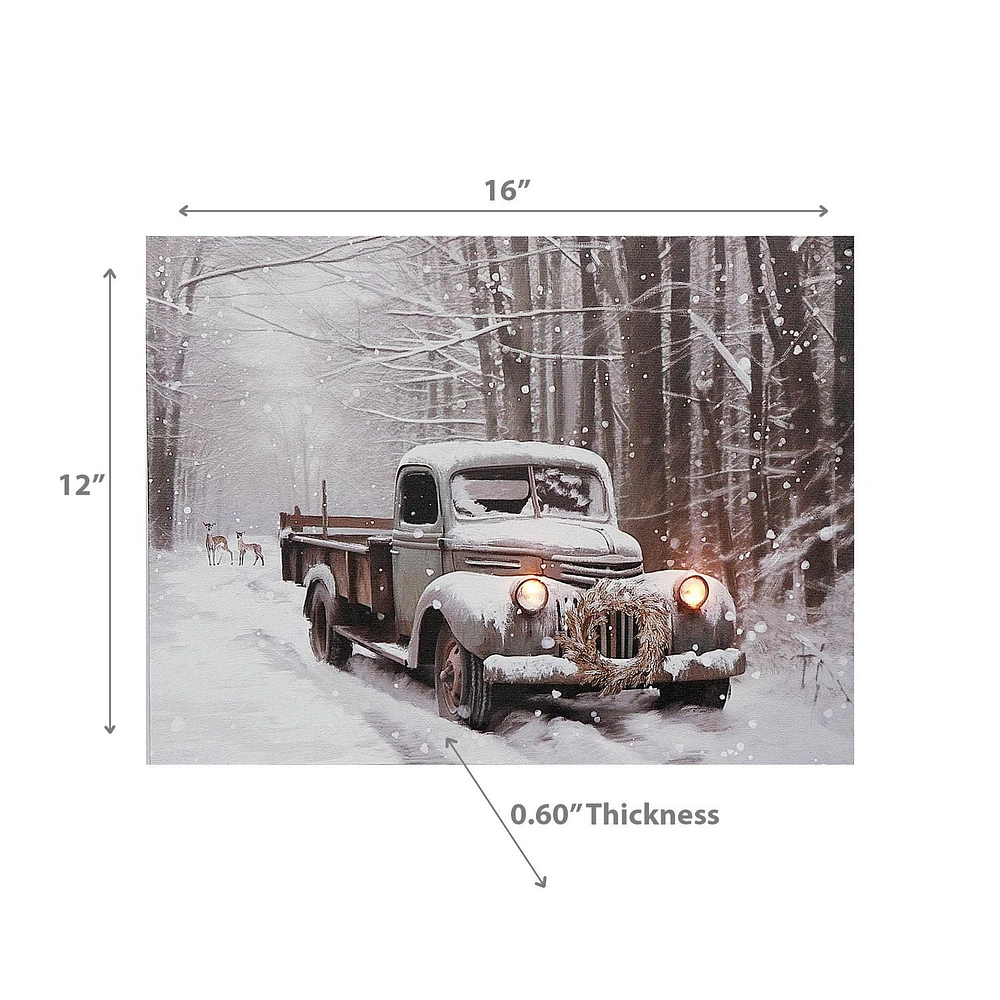 Led Canvas Wall Art Grey Truck