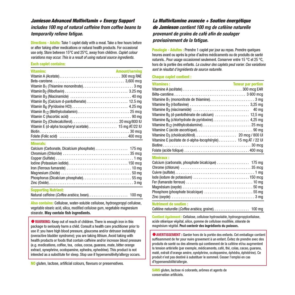 Jamieson Advanced Multivitamin & Energy Support