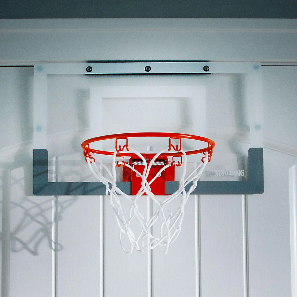 Spalding Slam Jam Indoor Over-The-Door Mounting Mini Basketball Hoop & Net w/ Ball