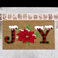 Coir Door Mat Plaid Joy - Poinsettia