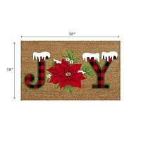 Coir Door Mat Plaid Joy - Poinsettia