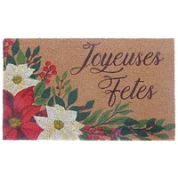 Coir Door Mat Joyeuses Fetes - Poinsettia