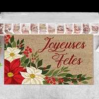 Coir Door Mat Joyeuses Fetes - Poinsettia