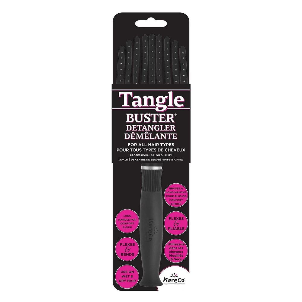 KareCo Tangle Buster Detangler- Black, Full-flex, wide- paddle