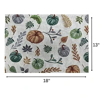 Tapestry Placemat Pumpkin and Leaves 13" X 18" - Set of 12