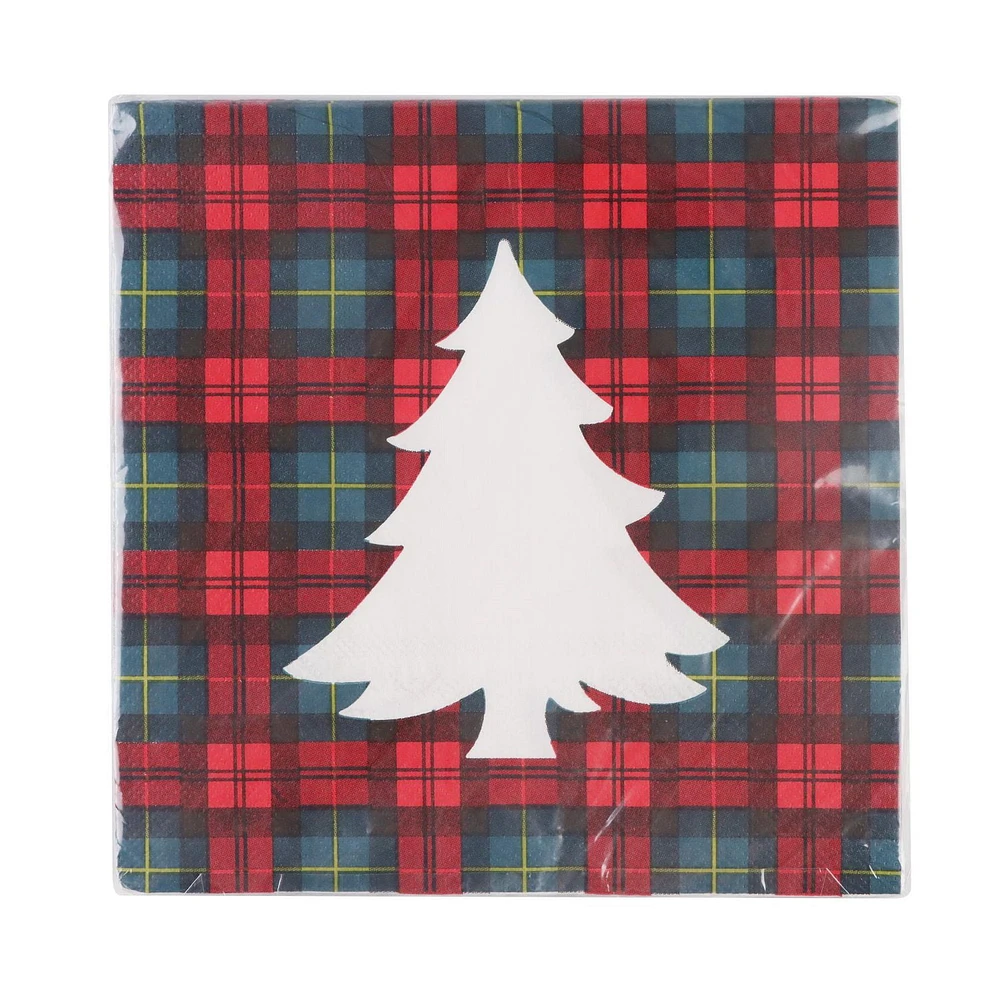 Holiday time, Christmas Plaid Lunch Napkins, 6.5in, 18ct