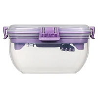 Sistema Salad TO GO Lunch Box with Individual Compartments with Travel Cutlery & Dressing Container, BPA-Free, Colour May Vary, 1.1 L