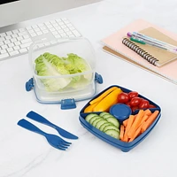 Sistema Salad TO GO Lunch Box with Individual Compartments with Travel Cutlery & Dressing Container, BPA-Free, Colour May Vary, 1.1 L