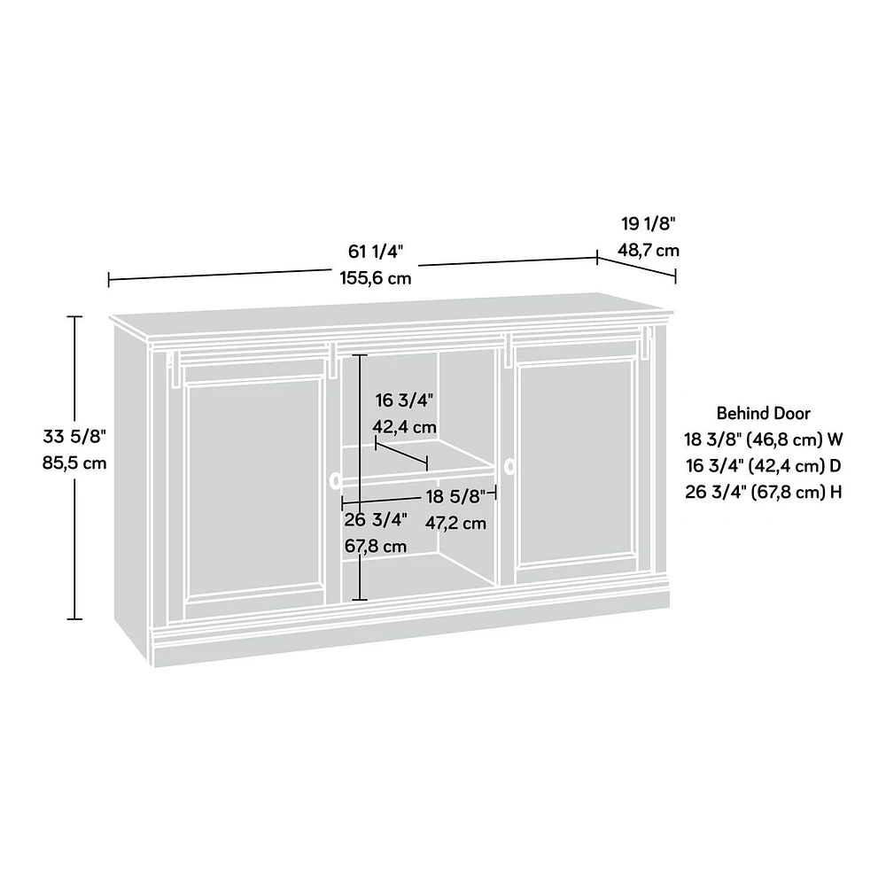 Sauder Barrister Lane Credenza, White Plank, 423674