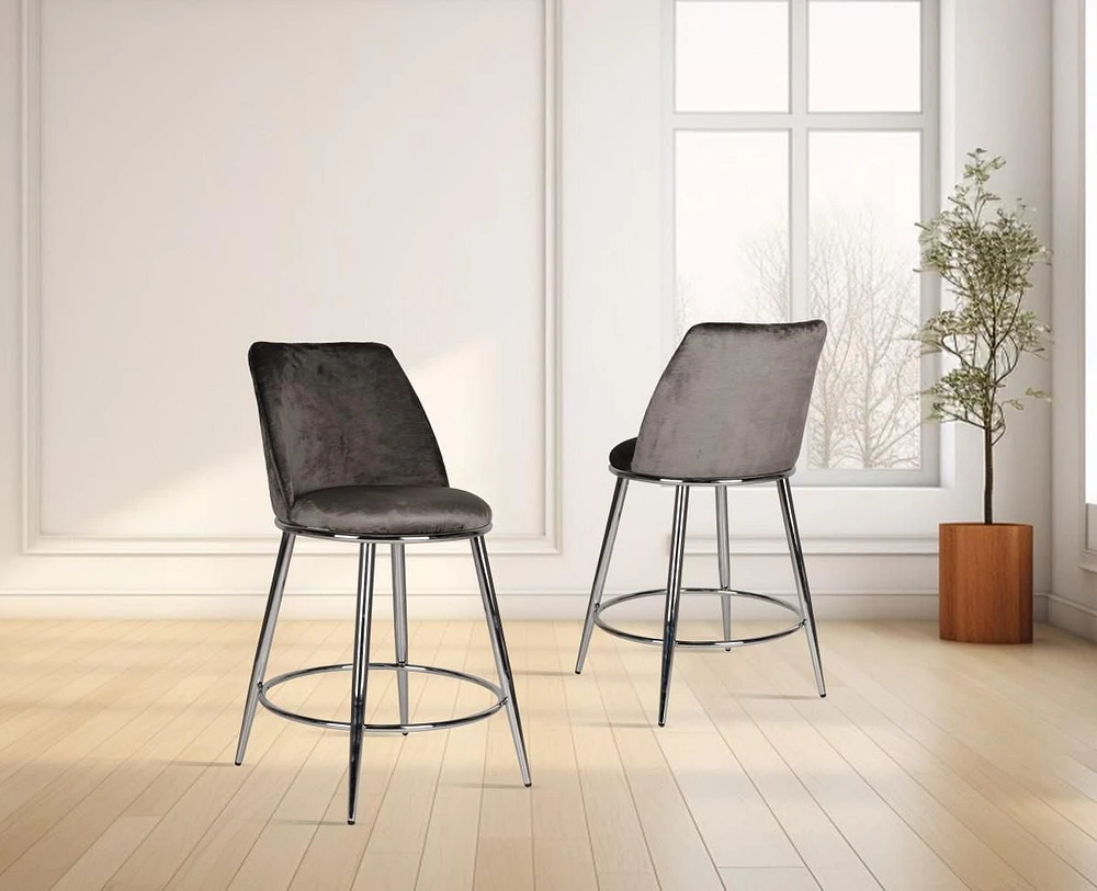 Nora Counter Stool, Set of 2, Grey