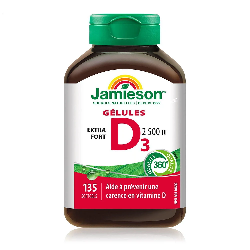 Jamieson Vitamin D3 2,500 IU Extra Strength Softgels, 135 Softgels